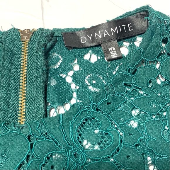 NWOT Dynamite Women’s Teal Green Lace Unlined 3/4 Sleeves Dress Size Small - Picture 7 of 15